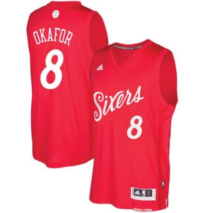 76ers #8 Jahlil Okafor Red 2016-2017 Christmas Day Stitched NBA Jersey