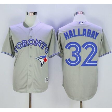 Blue Jays #32 Roy Halladay Grey New Cool Base Stitched MLB Jersey