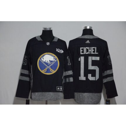 Buffalo Sabres #15 Jack Eichel Black Men's 1917-2017 100th  Anniversary   Stitched NHL Jersey