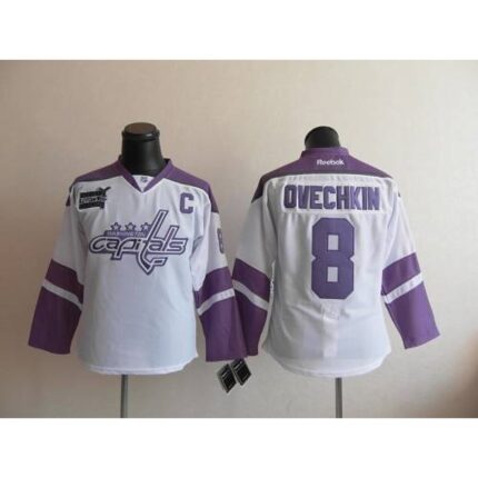 Capitals #8 Alex Ovechkin White/Purple Women's Thanksgiving Edition Stitched NHL Jersey