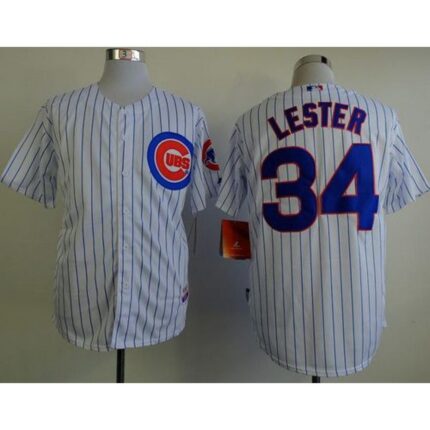 Cubs #34 Jon Lester White(Blue Strip) Cool Base Stitched MLB Jersey