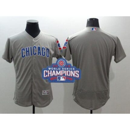 Cubs Blank Grey Flexbase Authentic Collection Road 2016 World Series Champions Stitched MLB Jersey