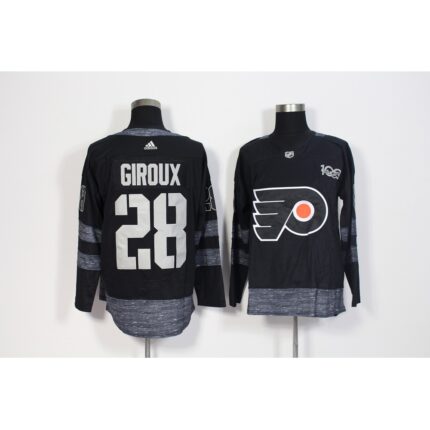 Men's Adidas Philadelphia Flyers #28 Claude Giroux Black 1917-2017 100th Anniversary Stitched NHL Jersey