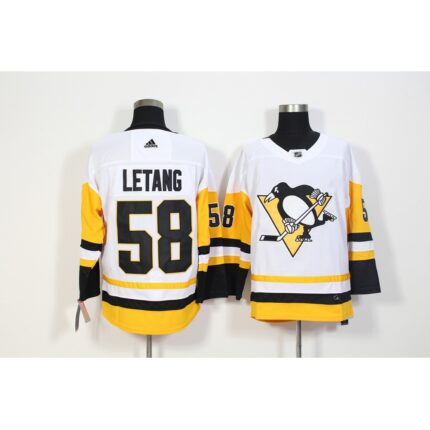 Men's Adidas Pittsburgh Penguins #58 Kris Letang White Stitched NHL Jersey