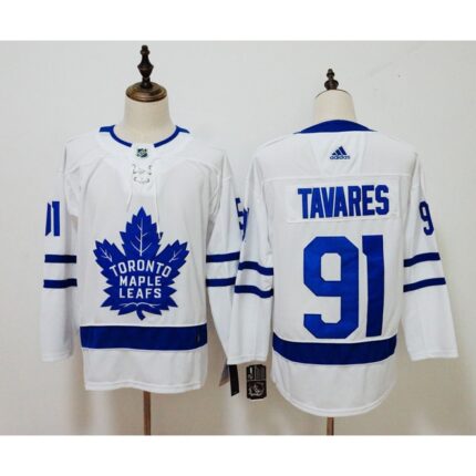 Men's Adidas Toronto Maple Leafs #91 John Tavares White Stitched NHL Jersey