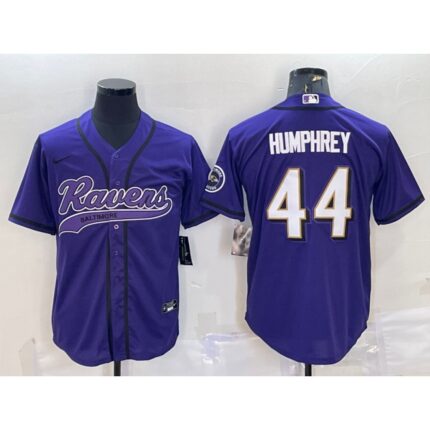 Men's Baltimore Ravens #44 Marlon Humphrey Purple With Patch Cool Base Stitched Baseball Jersey