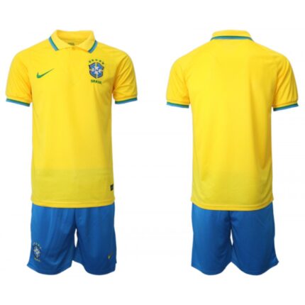 Men's Brazil Blank Yellow Home Soccer Jersey Suit