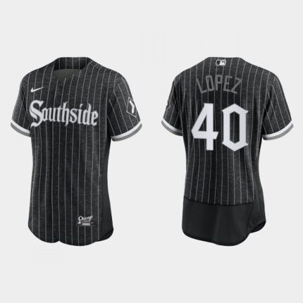Men's Chicago White Sox #40 Reynaldo Lopez 2021 City Connect Flex Base Stitched Jersey