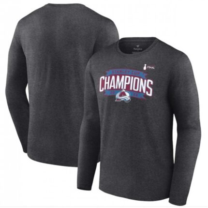 Men's Colorado Avalanche Heathered Charcoal 2022 Stanley Cup Champions Long Sleeve T-Shirt