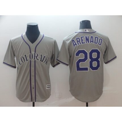 Men's Colorado Rockies #28 Nolan Arenado Grey Cool Base Stitched MLB Jersey