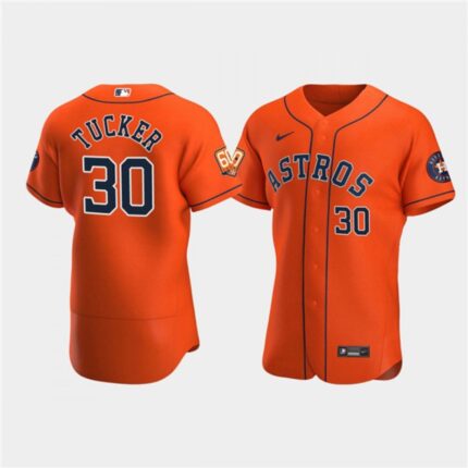 Men's Houston Astros #30 Kyle Tucker Orange 60th Anniversary Flex Base Stitched Baseball Jersey