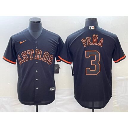 Men's Houston Astros #3 Jeremy Pena Black Cool Base Stitched Jersey
