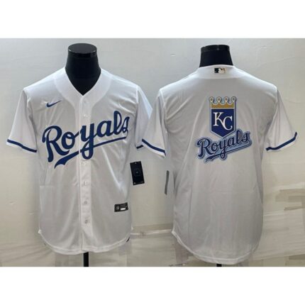 Men's Kansas City Royals White Team Big Logo Cool Base Stitched Jersey