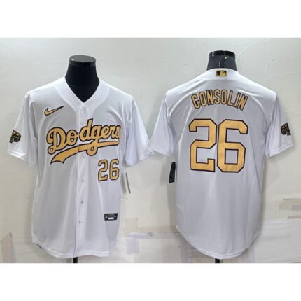 Men's Los Angeles Dodgers #26 Tony Gonsolin 2022 All-Star White Cool Base Stitched Baseball Jersey