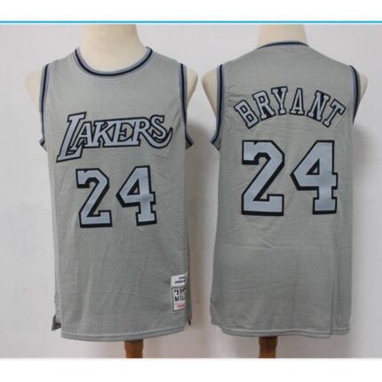 Men's Los Angeles Lakers #24 Kobe Bryant Grey Throwback Stitched Basketball Jersey