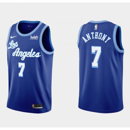 Men's Los Angeles Lakers #7 Carmelo Anthony Blue Classic  Edition Stitched Basketball Jersey