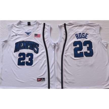 Men's Memphis Tigers #23 Derrick Rose White Stitched Jersey