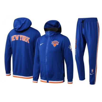 Men's New York Knicks 75th Anniversary Royal Performance Showtime Full-Zip Hoodie Jacket And Pants   Suit
