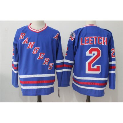 Men's New York Rangers #2 Brian Leetch Royal Throwback CCM Stitched NHL Jersey