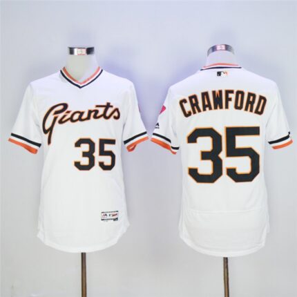 Men's San Francisco Giants #35 Brandon Crawford White Throwback Flexbase Stitched MLB Jersey