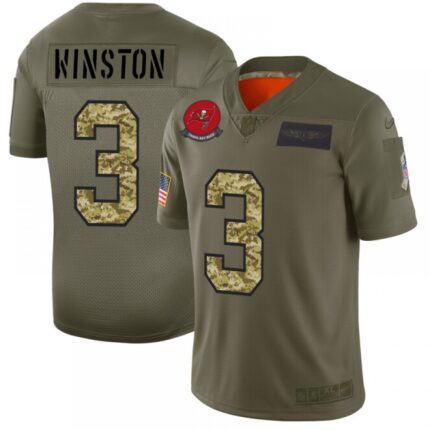 Men's Tampa Bay Buccaneers #3 Jameis Winston 2019 Olive/Camo Salute To Service Limited Stitched NFL Jersey