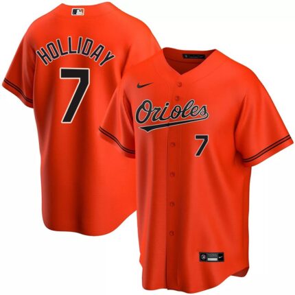 Men's Baltimore Orioles #7 Jackson Holliday Orange Cool Base Stitched Jersey