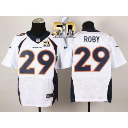 Nike Broncos #29 Bradley Roby White Super Bowl 50 Men's Stitched NFL New Elite Jersey