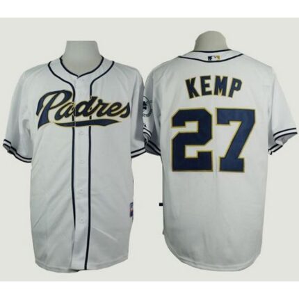 Padres #27 Matt Kemp White Cool Base Stitched MLB Jersey