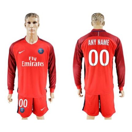 Paris Saint-Germain Personalized Red Long Sleeves Soccer Club Jersey