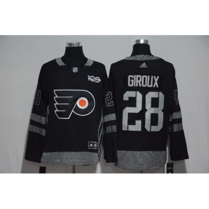 Philadelphia Flyers #28 Claude Giroux Black Men's 1917-2017 100th  Anniversary Stitched NHL Jersey