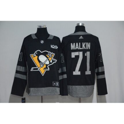 Pittsburgh Penguins #71 Evgeni Malkin Black Men's 1917-2017 100th  Anniversary   Stitched NHL Jersey