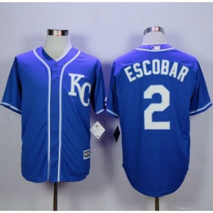 Royals #2 Alcides Escobar Blue Alternate 2 New Cool Base Stitched MLB Jersey