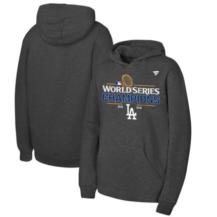 Youth Los Angeles Dodgers  Heather Charcoal 2024 World Series Champions Hoodie
