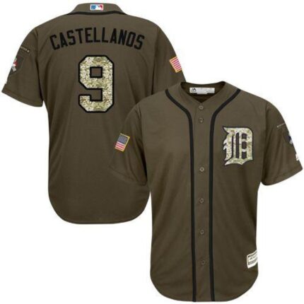 Tigers #9 Nick Castellanos Green Salute to Service Stitched MLB Jersey