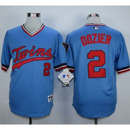 Twins #2 Brian Dozier Light Blue 1984 Turn Back The Clock Stitched MLB Jersey