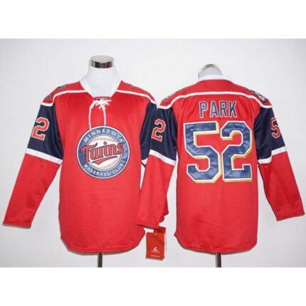 Twins #52 Byung-Ho Park Red Long Sleeve Stitched MLB Jersey