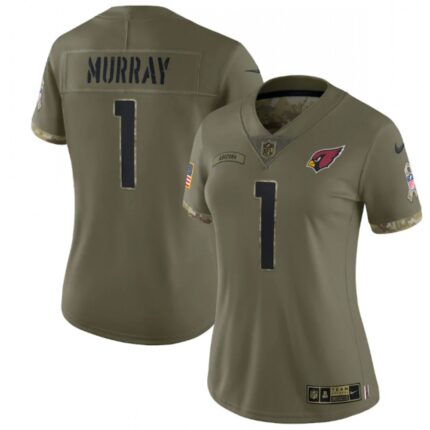 Women's Arizona Cardinals #1 Kyler Murray 2022 Olive Salute To Service Limited Stitched Jersey(Run Small)