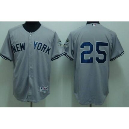 Yankees #25 Mark Teixeira Stitched Grey MLB Jersey