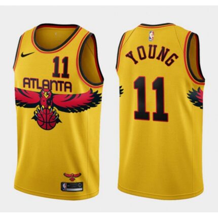 Youth Atlanta Hawks #11 Trae Young 2021 Gold City Edition Stitched NBA Jersey