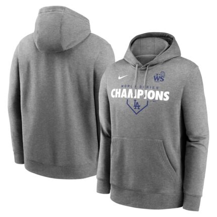 Men's Los Angeles Dodgers Nike Heather Charcoal 2024 World Series Champions  Home Plate Lockup Club Pullover Hoodie