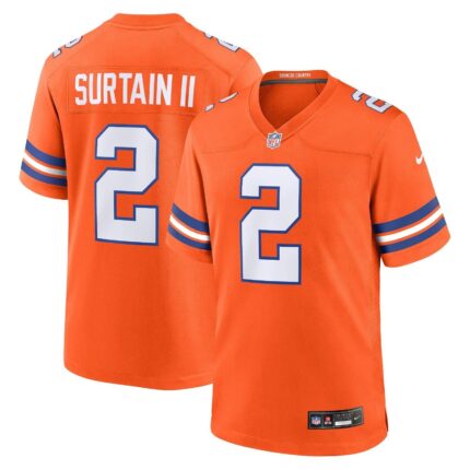 Patrick Surtain II Denver Broncos Nike Mile High Collection 1977 Throwback Game Jersey - Orange