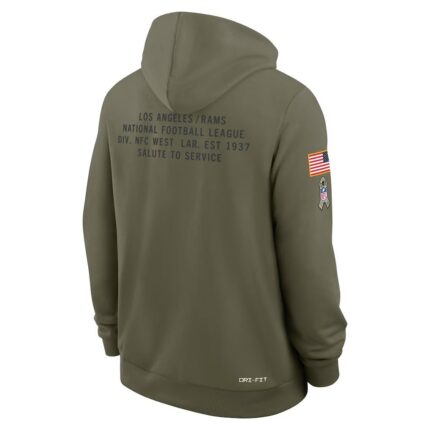 Men's Los Angeles Rams Nike Olive 2025 Salute to Service Sideline Standard Issue Dri-FIT Hoodie