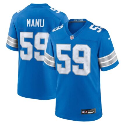 Giovanni Manu Detroit Lions Nike Team Game Jersey - Blue
