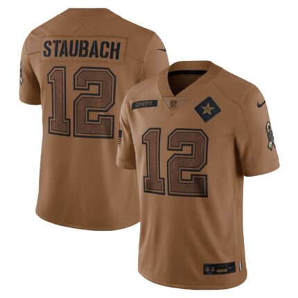 Roger Staubach Dallas Cowboys Nike Salute To Service Retired Limited Jersey - Brown